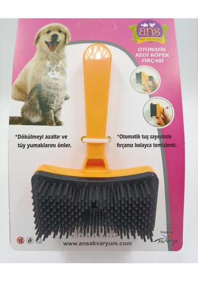 Ans Kedi Köpek Tuşlu Otomatik Tüy Toplayıcı Tarak Turuncu