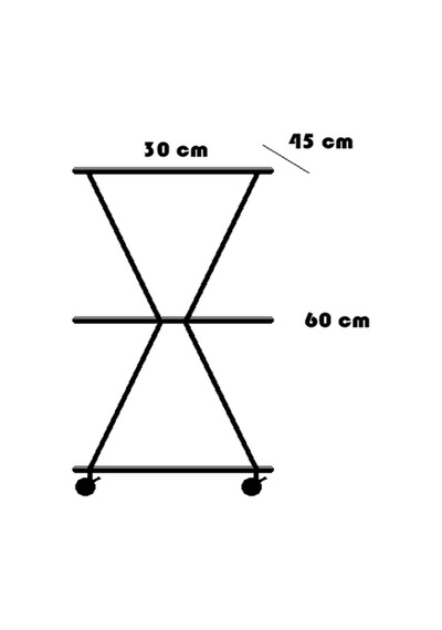 Raflı V Yazıcı Sehpası - Atlantik Çam 45x30 Frenli Tekerli