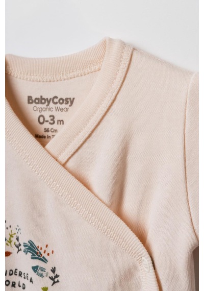 Bebek 2'li Kruvaze Body %100 Organik Pamuk, Bebek Ve Yenidoğan Serisi - Csy8205 Krem