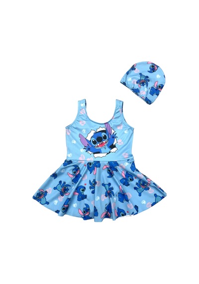 Lolliboomkids Kız Çocuk Mavi Renk Desen Baskılı Eğlenceli Plaj Giyim Volan Etekli Mayo + Bone Mavi Lolliboomkids Kız Çocuk Mavi Renk Desen Baskılı Eğlenceli Plaj Giyim Volan Etekli Mayo + Bone Mavi