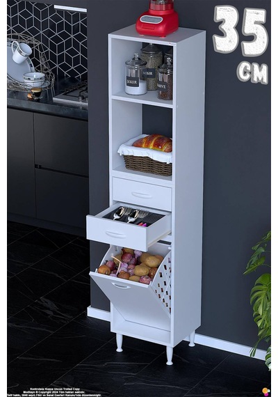 Saye 35 Cm 2 Çekmece Sepetli Kahve Köşesi Çok Amaçlı Dolap,bakliyat Organizer Banyo Dolabı 35x181x32 Beyaz Saye 35 Cm 2 Çekmece Sepetli Kahve Köşesi Çok Amaçlı Dolap,bakliyat Organizer Banyo Dolabı 35x181x32 Beyaz