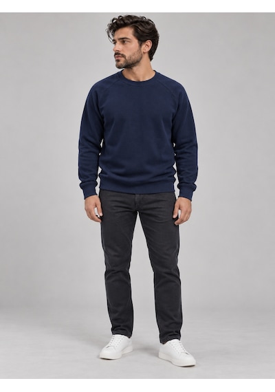 We&me Erkek Pike Kumaş Reglan Kol Bisiklet Yaka Regular Fit Sweatshirt Lacivert