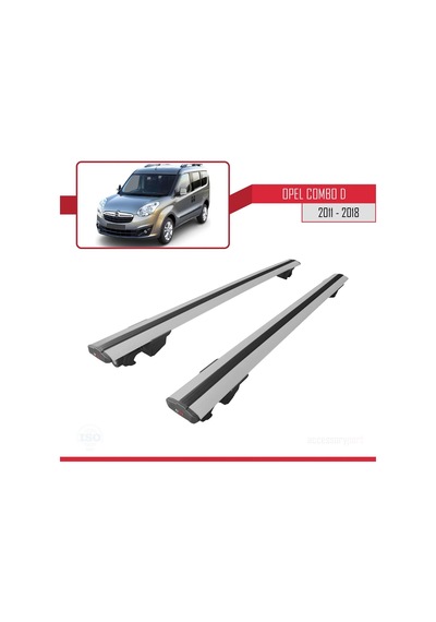 Opel Combo D 2011-2018 Arası İle Uyumlu Hook Model Anahtar Kilitli Ara Atkı Tavan Barı Gri