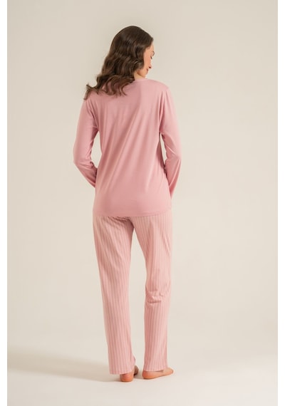 Pierre Cardin Kadın Have A Super Day Pembe Uzun Kol Pijama Takım Pc9294-s-v1 Pc9294-s-v1