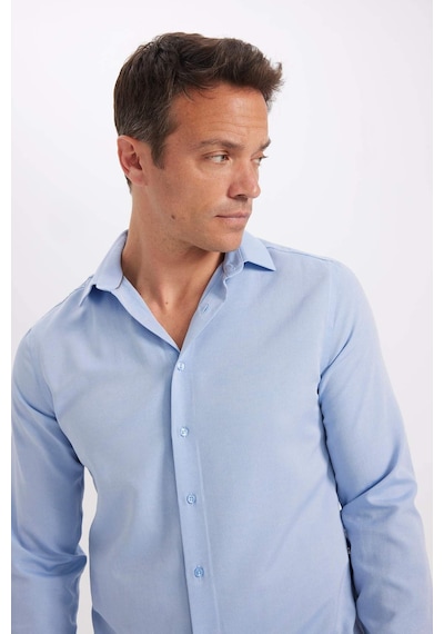 DeFacto Modern Fit Polo Yaka Poplin Uzun Kollu Gömlek R4340AZNSBE809