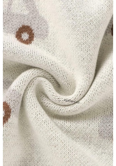 Kız Ve Erkek Bebek Için Triko Örgü Bebek Battaniyesi 85cm X85cm Araba Rüyası Krem Bej Bej