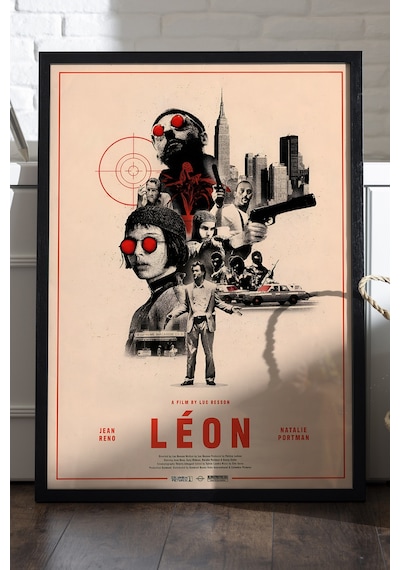 Leon Siyah Ahşap Çerçeveli Poster, Film Duvar Tablosu