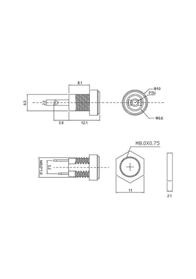Buharaelektronik 10 Adet Ic-258b 2.1x5.5mm Dc Şase 2,1mm 8mm Jak