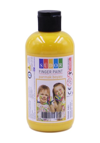 Parmak Boyası 250 Gr 1 Adet Çocuklar İçin Yıkanabilir Parmak Boya Südor Okul Hobi Kreş Etkinlik Sarı