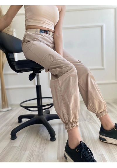 Kadın Kargo Model Pantolon Taş Rengi Sütlü Kahverengi