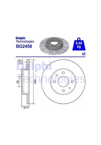 DELPHI BG2458 FREN DİSKİ ÖN 500 07- TEMPRA 2.0 SLX TIPO MAREA 96-