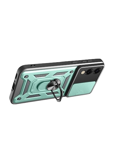 Samsung Uyumlu Galaxy S25 Uyumlu Edge Pars Lens Yüzüklü Silikon - Yeşil