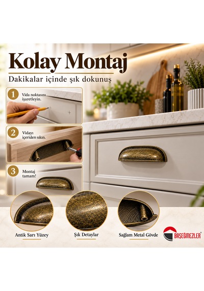 Haskan Tas Kulp Antik Sarı 96 Mm