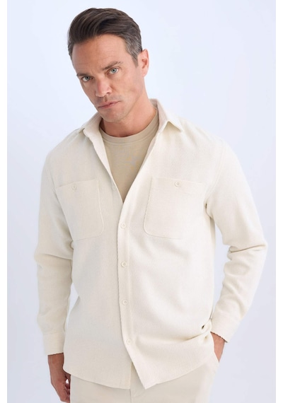 DeFacto Relax Fit Polo Yaka Flanel Uzun Kollu Gömlek D1061AX24WNER98 DeFacto Relax Fit Polo Yaka Flanel Uzun Kollu Gömlek D1061AX24WNER98