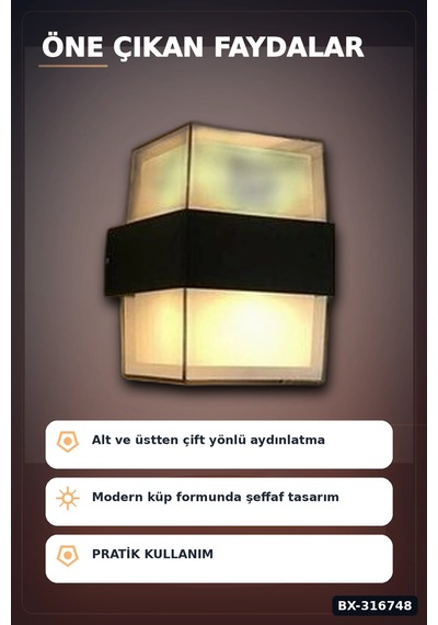 Led Duvar Aplik 12w Gün Işığı 3200k Dış Mekan Bahçe Aydınlatması Ip54 1 Adet Bx-316748 Rekli