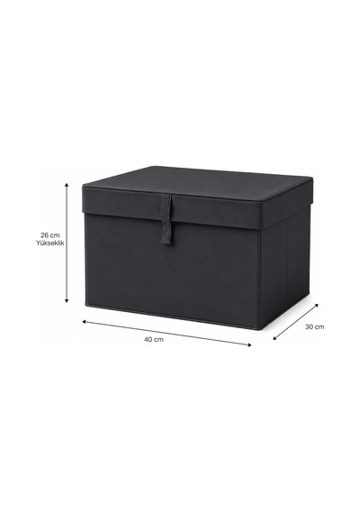 Çok Amaçlı Saklama Kutusu Düzenleyici Kapaklı Sandık Tipi Kutu Hurç Organizer 3 Lü Set Antrasit, Mini 40x30x26 Diğer