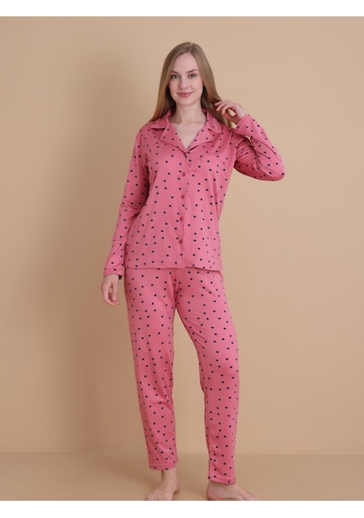 Wordex Mirano 9802 Şardonlu Soft Kışlık Puantiyeli Düğmeli Kadın Pijama Takımı Gül Kurusu Wordex Mirano 9802 Şardonlu Soft Kışlık Puantiyeli Düğmeli Kadın Pijama Takımı Gül Kurusu