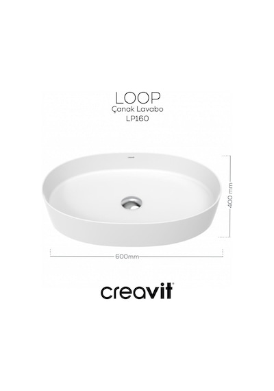 Creavit Loop Oval Çanak Lavabo 40x60 Cm Beyaz Lp160-00cb00e-0000