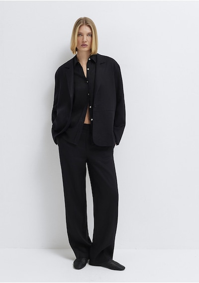 Mavi - Siyah Keten Blazer 1110850-900