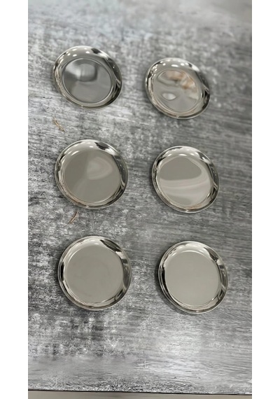6'lı Gümüş Yuvarlak Metal Tatlı Tabağı 12 Cm- Kahve Yanı Lokumluk,şekerlik,kahve Yanı İkramlık