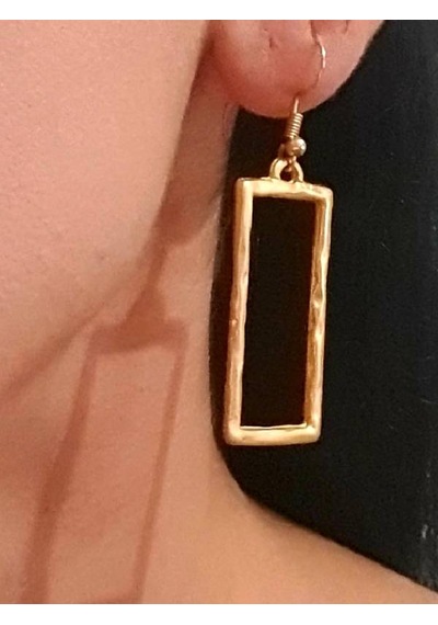 Gold Altın Renk Kaplama Antik Çelik Desenli Kadın Sallantılı Küpe