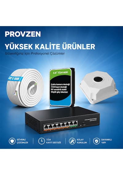 Provzen Hikvision 2 Kameralı 4mp Ip Colorvu 3.0 Güvenlik Sistemi Aı İnsan Araç Algılama Mikrofon Ve Işıklı Alarm