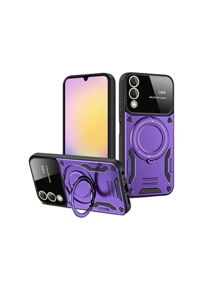 Newface Samsung Galaxy S25 Edge Kılıf Joy Lens Standlı Kapak - Mor