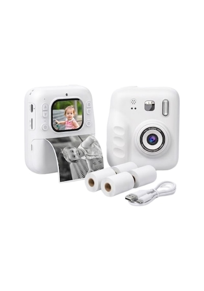 Eğlenceli Baskılı Çocuk Fotoğraf Makinesi Video Çekim 4 Rulo Kağıt 5 Kalem Set Standart