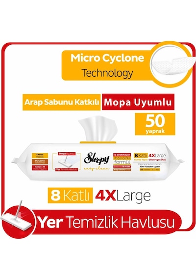 Easy Clean Arap Sabunu Katkılı Mopa Uyumlu Yer Temizlik Havlusu 50'li Diğer