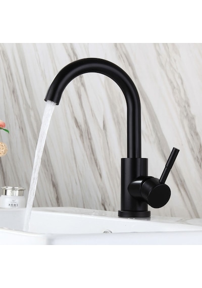 Sardıcı Lavabo Musluğu Çift Su Girişli Batarya Siyah