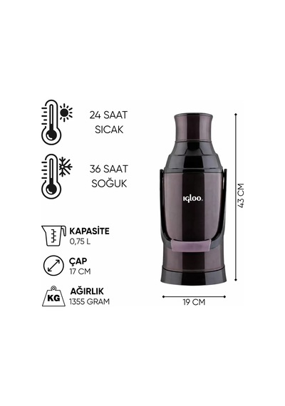 Cam Termos - Igloo - 3.2 Lt - Siyah - 204231 Çok Renkli