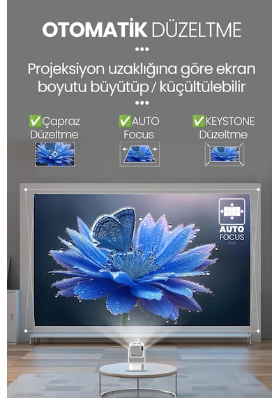 Profesyonel Akıllı Sinema Projeksiyon Cihazı Projektör Ekran Yansıtma Wifi Bluetooth 5.4 Sinema 602