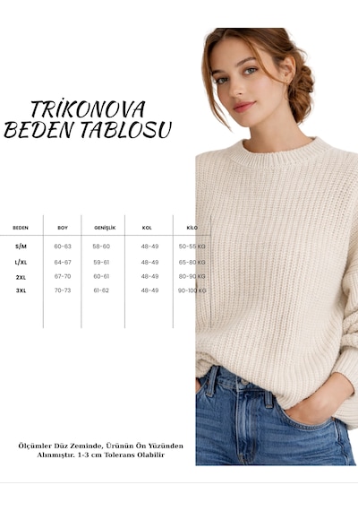 Trikonova Oversize Triko Kazak Ekru