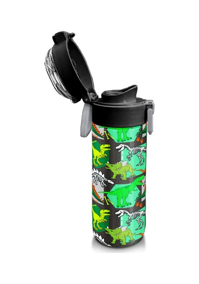 Coral High Kids Gri Yeşil Dinozor Desenli Pipetli Ve Direkt İçim Çelik Termos 500 Ml 31976 Gri - Yeşil