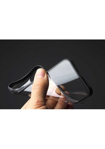 Apple Uyumlu iPhone 12 Mini Kılıf Arkası Şeffaf Kenarları Renkli Endi Kılıf Siyah