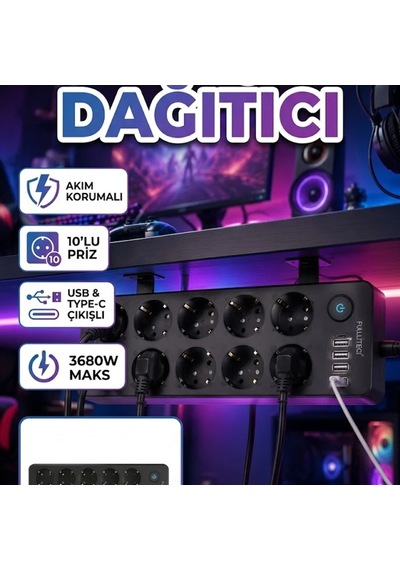 10'lu Akım Korumalı Çoklu Priz Usb Ve Type-c Çıkışlı Güç Dağıtıcı Diğer