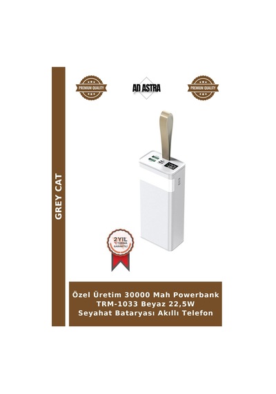 Özel Üretim 30000 Mah Powerbank Trm-1033 Beyaz 22,5w Seyahat Bataryası Akıllı Telefon Çok Renkli