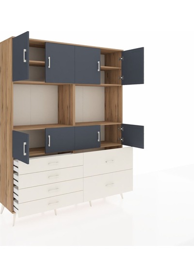 Hyperion Gardrop 8 Raflı 6 Çekmeceli 8 Kapaklı 176x44x221 Çam-antrasit/aytaşı Antrasit/aytaşı Hyperion Gardrop 8 Raflı 6 Çekmeceli 8 Kapaklı 176x44x221 Çam-antrasit/aytaşı Antrasit/aytaşı