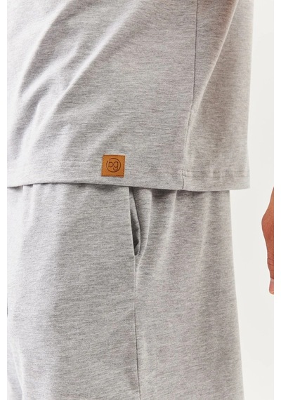 Erkek Oversize Rahat %100 Pamuklu Penye Bisiklet Yaka Kısa Kol Basic T-shirt Classic Collection Açik Gri