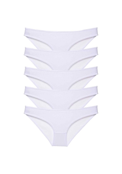 5 Adet Süper Eko Set Likralı Kadın Slip Külot Beyaz Çok Renkli