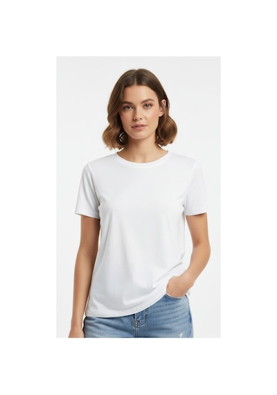 Lyvean Bisiklet Yaka Regular Kısa Kollu Tshirt Beyaz