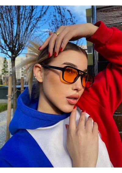 Turuncu Camlı Unisex Güneş Gözlüğü Çok Renkli