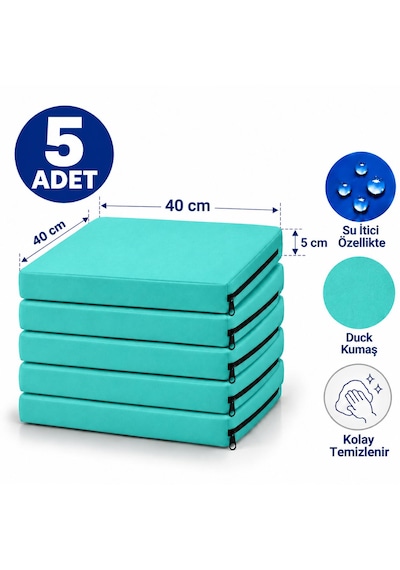 Kare 40x40x5cm Minderi , Sandalye Minderi ,kreş Anaokulu Oyun Minderi , Bahçe Dekor Minderi 40x40x5 Cm 5 Adet Su Yeşili
