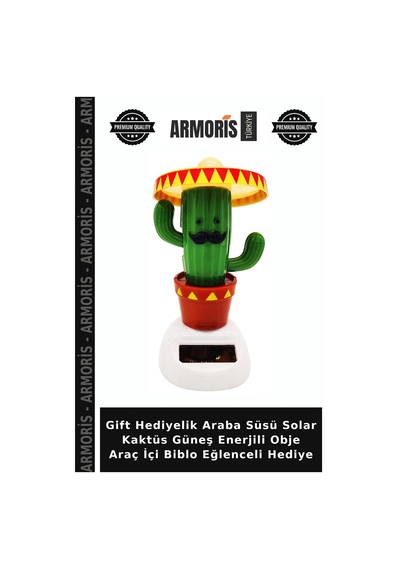 Gift Hediyelik Araba Süsü Solar Kaktüs Güneş Enerjili Obje Araç İçi Biblo Eğlenceli Hediye