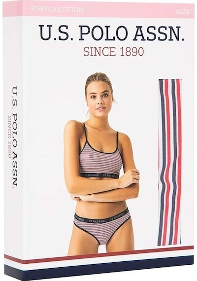 U.S. Polo Assn. Kadın Lacivert - Çizgili Büstiyer Slip Takım 66250