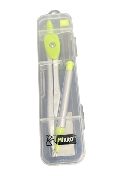 Mikro Pergel Seti Neon Yeşil Plastik Kutulu Geometri Pergeli Okul Çizim Aleti