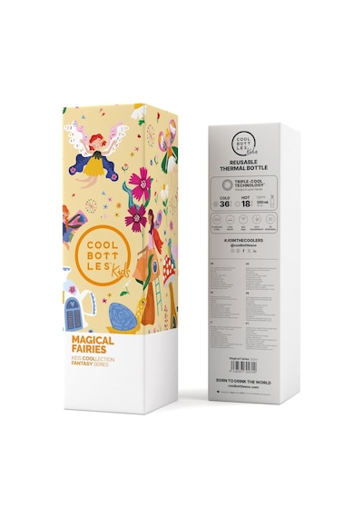 Cool Bottles Çelik Termos Pipetli Matara - The Kids Bottle - Magical Fairies 350ml Sarı