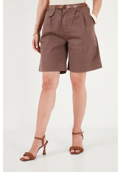 Lela Pamuklu Loose Fit Pileli Kemerli Bermuda Şort Bayan Şort 668yp5439 Açık Kahve Lela Pamuklu Loose Fit Pileli Kemerli Bermuda Şort Bayan Şort 668yp5439 Açık Kahve