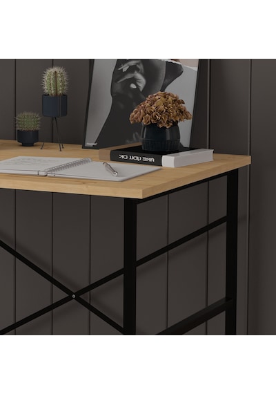 Asra Trend Metal Çalışma Masası METALÇM02 %100 MDF Bilgisayar Masası Safir Meşe