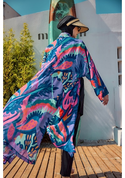 Remsa Morika Desenli Şifon Kimono Pareo Rms-rp028-26 Mor